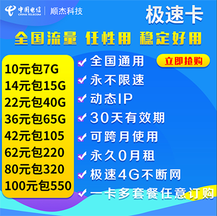 中国电信4G流量卡（跨月版）
